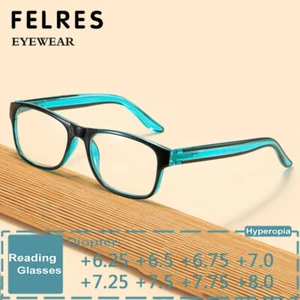 Gafas de lectura cuadradas anti luz azul unisex +6,25 +6,5 a +8,0 de alta resistencia - Imagen 1 de 20