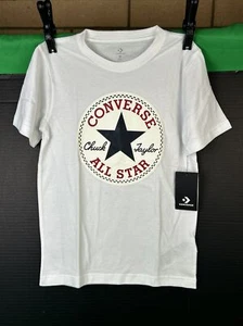 Converse Boys Chuck Patch T-Shirt Size MEDIUM White - Picture 1 of 2