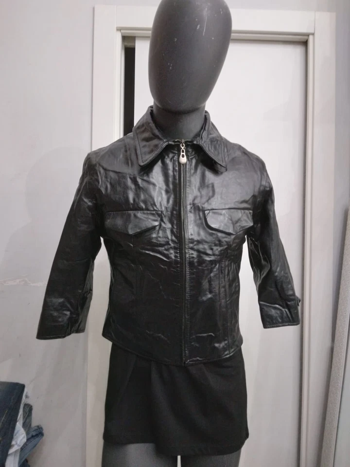 Cross Jacke aus Echtem Leder Gebraucht Frau GR. S Schwarz XYC1018L - Bild 1 von 4