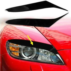 2x Piano Black Car Headlight Eyebrow Molding Trim For RX8 Coupe 2004-2008 - Picture 1 of 8