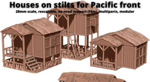 15mm 20mm 28mm Segunda Guerra Mundial Asia Oriental zancos casas impresas en 3D perno acción - Imagen 1 de 1