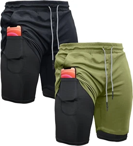 Herren Sport Shorts 2 in 1 Fitnessstudio Training Laufen 7" Shorts mit Handtuchschlaufe - Bild 1 von 12