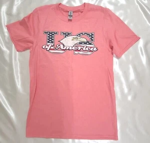 Gildan Shirts Women's S US of America Sign Flag Tops Crew Neck Souvenirs Top - Picture 1 of 3