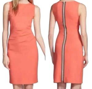 NWT Kenneth Cole Sleeveless Exposed Back Zipper Ruched Coral Knit Dress Size 8 - Picture 1 of 4