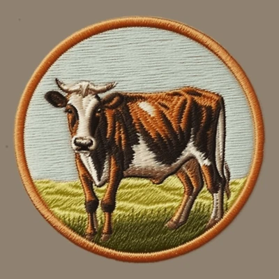 Cow Patch Iron-on Applique Farm Animal Badge Pasture Farmer Bull Pig Goat Decor - Image 1 of 4