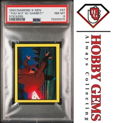 GAMBIT PSA 8 1993 Diamond Marvel X-Men Sticker #97 C1 - Image 1 of 2