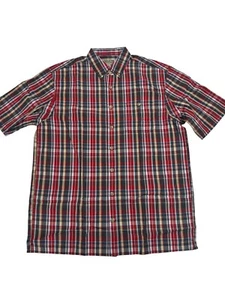 Duluth Trading Red Plaid Short Sleeve Shirt Men’s Size Large Tall - Picture 1 of 8