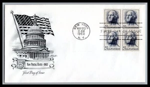 US FDC # 1213 5c George Washington Block Artmaster 1963, 9h162 - Picture 1 of 1