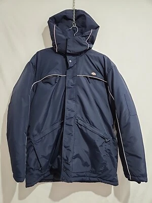 Dickies Mens Padded Hooded Coat Jacket Zip Front Blue Size L (4108) - image 1 of 4