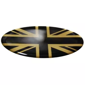Pegatina Union Jack Royal Bandera Británica Range Rover OVALADA Inglés Negro sobre Oro - Imagen 1 de 1