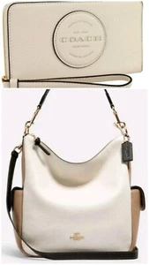 Coach Pennie Shoulder Bag Crossbody Bag In Colorblock Chalk and Matching Wallet - Picture 1 of 11
