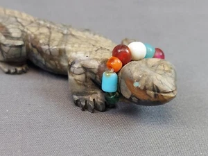 Lagarto sapo cornudo fetiche zuni con cuentas - sin firmar ~ piedra artística nativa americana #R - Imagen 1 de 7