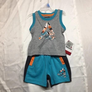 Reebok Infant Teal Blue, Orange & Gray Boys Tank & Shorts Outfit Set - Picture 1 of 13