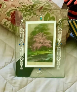 Original Antique Beveled Glass Picture Frame Silver Etching Freestanding 4x6 - Picture 1 of 1