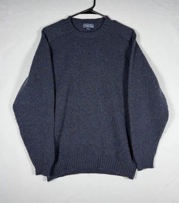 Lands End Sweater Womens Large Blue Classic Shetland Wool UK Crew Neck Vintage - Image 1 of 4