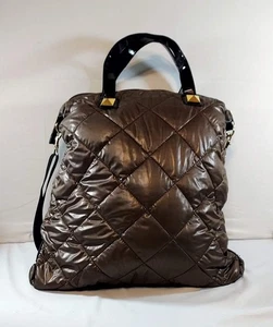 Vintage NewPort News braune gesteppte Tragetasche Übernachtung Strand Reisetasche - Bild 1 von 11