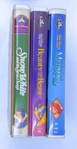 Lot of 3 Walt Disney Movies VHS Tapes Beauty & Beast, Snow White, Little Mermaid - Picture 1 of 15