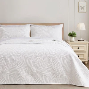 King Size Quilt Bedding Set, Lightweight White Quilts King Size for All Seaso... - Picture 1 of 6