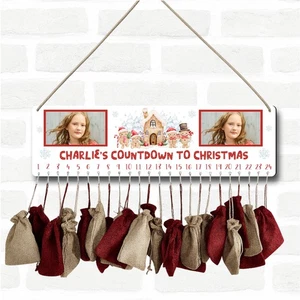 Calendario de Adviento de Navidad personalizado para niños foto casa hágalo usted mismo letrero de cuenta regresiva de Navidad - Imagen 1 de 10