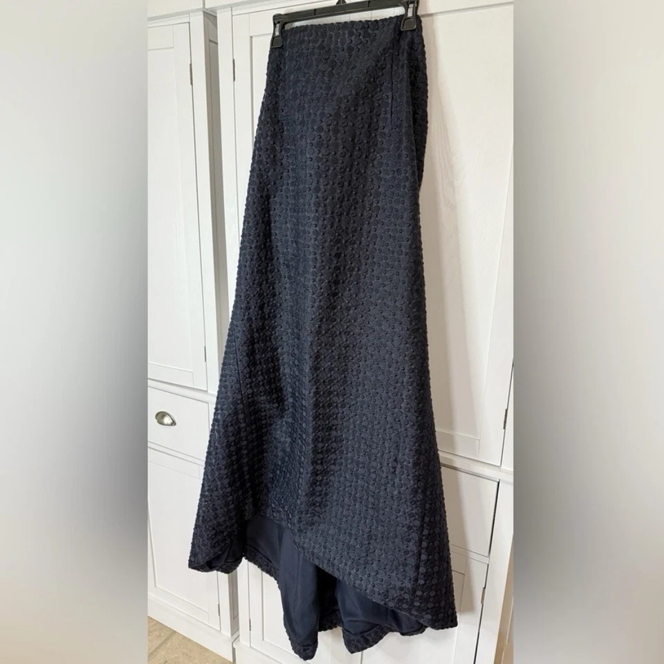 Carolina Herrera Azul Marino Alta-Baja Noche Baile Falda Forro Seda Formal Gala Alta Costura Foto 1 de 4