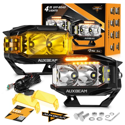 2x AUXBEAM 4" Side Shooter LED Work Light Bar Spot Pods Ditch Fog Lamp Amber DRL - Image 1 of 4