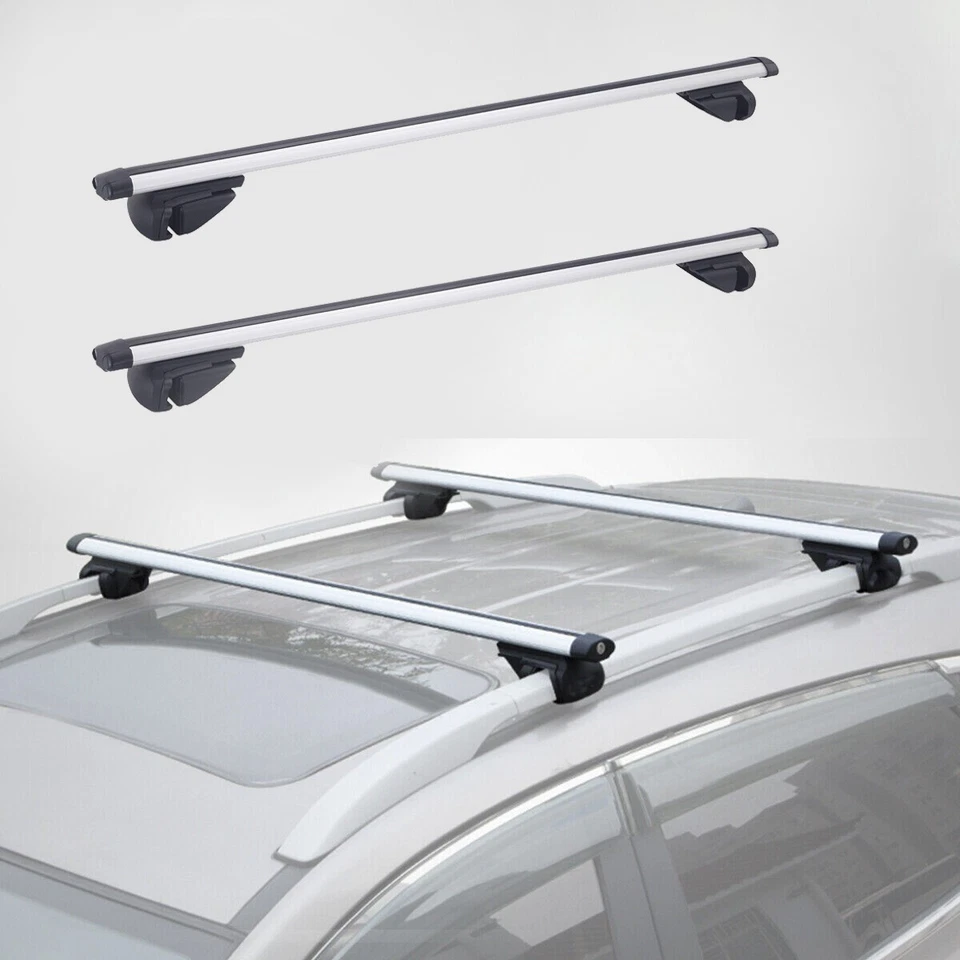 Universal 53" Aluminum SUV Top Roof Rack Cross Bar Luggage Carrier W/Lock Sliver Foto 1 de 3