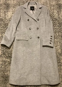 Precioso Abrigo Talbots Gris Claro Lana Cachemira Largo 12 Petite Doble Pecho - Imagen 1 de 24