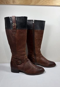 Ariat York Damen 8B braun Leder seitlicher Reißverschluss hohe Reitstiefel Westernschnalle Y2K - Bild 1 von 23