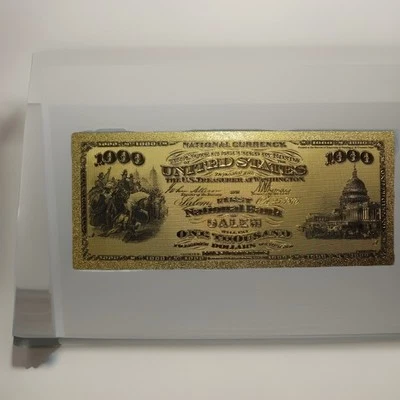 MINT $1000 GOLD National Bank Salem 1875 Rep*Banknote. - Image 1 of 3