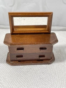Wooden Dollhouse Dresser with Mirror 1:12 Scale Miniature Furniture Vintage - Picture 1 of 8