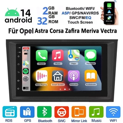 Android 14 Für Opel Astra H Corsa C D Vectra C Zafira Meriva Autoradio GPS NAVI - Bild 1 von 4