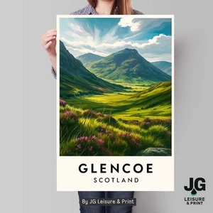 Póster de viaje Glencoe Escocia impresión A1 | Arte de pared Highlands - Imagen 1 de 3