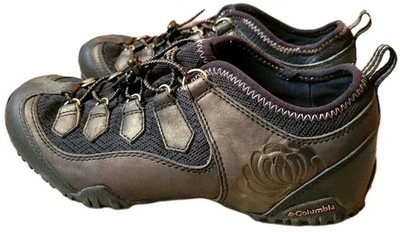 Women's Columbia Trail Low Hiking Shoe Black Mesh Bronze Leather Sz 8 - Image 1 of 4