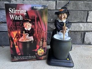 Vtg Gemmy 1994 Animated Stirring Talking Witch Halloween Decoration EUC in Box - Picture 1 of 3