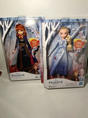 2er Puppenset Eiskönigin II Frozen singende Elsa und Anna NEU 2 Vers. Deutsch - Bild 1 von 4
