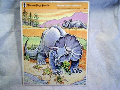 PUZZLE BANDEJA MARCO ANIMALES PREHISTÓRICOS 1975 Dinosaurio Stegasour el arco iris funciona  Foto 1 de 3