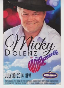 Mickey Dolenz of the Monkees promo postcard 2014 show NYC 4" x 6" - Picture 1 of 2