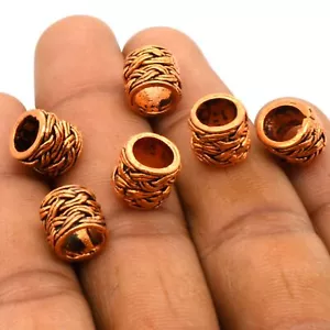25 Pcs 10X9mm Big Hole Bead Antique Copper Jewellery Making Bead - Picture 1 of 3
