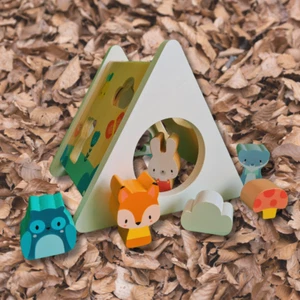 Triangle Shape Sorter, Wooden Forest Animal Themed Sorting Blocks, Educational - Picture 1 of 10