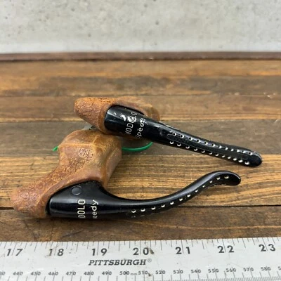 Vintage Modolo Speedy Brake Lever Set BLACK Drop Bar Tan Non Aero Italy 1980s A2 - Image 1 of 4