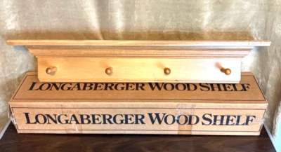 LONGABERGER Woodcrafts Wood Shelf--32" Long w/ Plate Groove & Pegs--#50601--NEW - Image 1 of 4