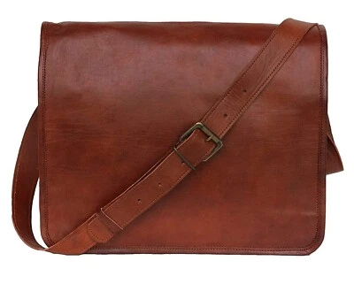 Men Leather Vintage Jumbo Messenger Satchel Shoulder Laptop Genuine Briefcase - Image 1 of 4