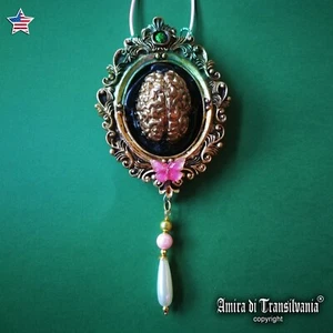 Magic Talisman Witch Brain Pendant Necklace Charm Frame Butterfly Pearl Jewelry - Picture 1 of 24