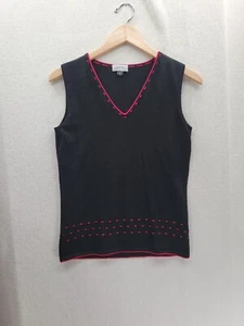 Nuevo con etiquetas Top sin mangas Tahari Arthur S. Levine Daring rojo/negro mezcla de seda 6 - Imagen 1 de 6