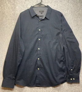 London Fog Men's Shirt Size XL Long Sleeve Navy with White & Blue Slashes - Picture 1 of 10