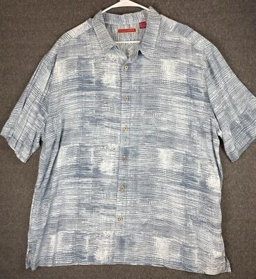 Camisa Havanera Viscosa Hawaiana Para Hombres 2XL Azul Geométrica Manga Corta Botón Foto 1 de 4