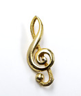 Vintage Treble Clef Music Note Textured Shine Gold Tone Musician Pin Tie Tack