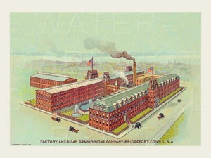 Escena de fábrica de Early Columbia Graphophone Company recreada sobre lona satinada - Imagen 1 de 1