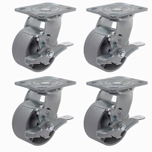 4"X2"Heavy Duty Caster Steel Cast Iron Wheel Casters,Capacity 800-3000 LB - Picture 1 of 45