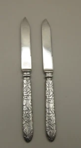 2 Stück 5 3/4" Wm. Rogers versilbertes Obst-/Käsemesser erhabenes Blattmuster - Bild 1 von 10